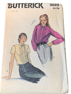 Vintage Butterick Sewing Pattern 3022 Misses' Shirt Size 16 - Uncut